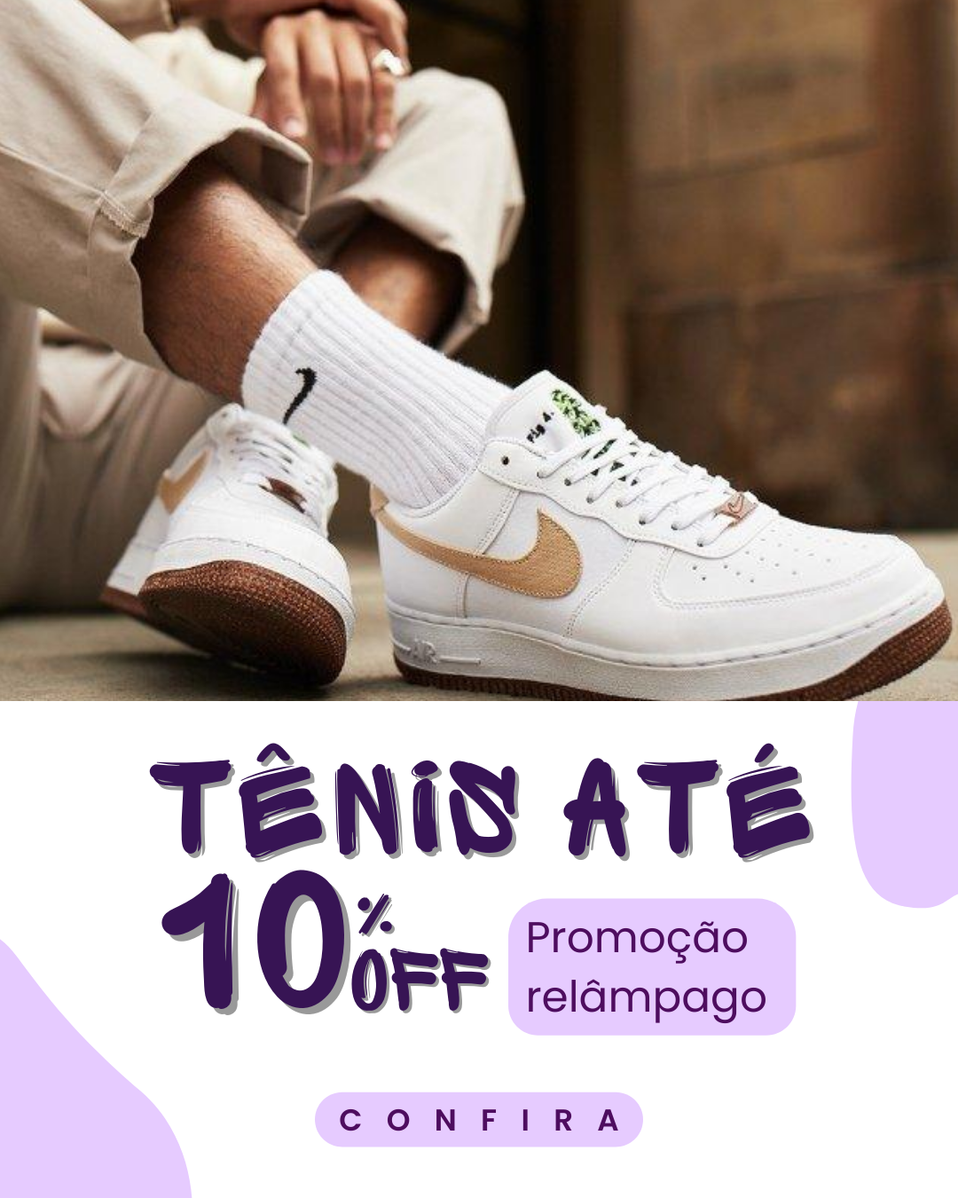 Tênis com promoção relâmpago Banner para Site Loja de Sapatos (1080 x 1350 px)